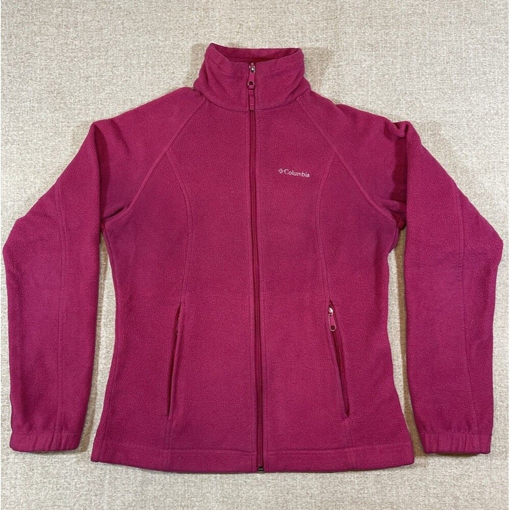 Columbia Fleece Sweater Pink Women’s Size Medium Warm Cozy Full Zip